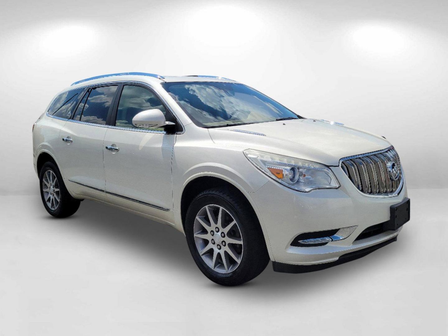 2015 White Diamond Tricoat /Choccachino Buick Enclave Leather (5GAKRBKD7FJ) with an Gas V6 3.6L/217 engine, 6-Speed Automatic transmission, located at 1430 Gateway Drive, Opelika, AL, 36801, (334) 239-0944, 32.637871, -85.409790 - 2015 Buick Enclave Leather - Photo#2