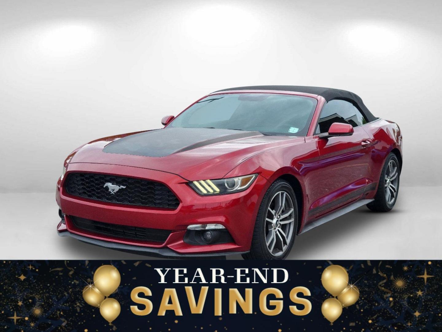 2015 Red Ford Mustang EcoBoost Premium (1FATP8UH7F5) with an Intercooled Turbo Premium Unleaded I-4 2.3 L/140 engine, located at 1430 Gateway Drive, Opelika, AL, 36801, (334) 239-0944, 32.637871, -85.409790 - 2015 Ford Mustang EcoBoost Premium - Photo#0